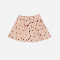 Button Front Mini Skirt || Blossom Embroidery