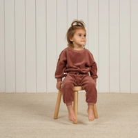 Velour Relaxed Sweatshirt + Sweatpant Set || Cranberry