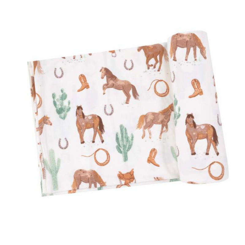 Western Horses Swaddle Blanket