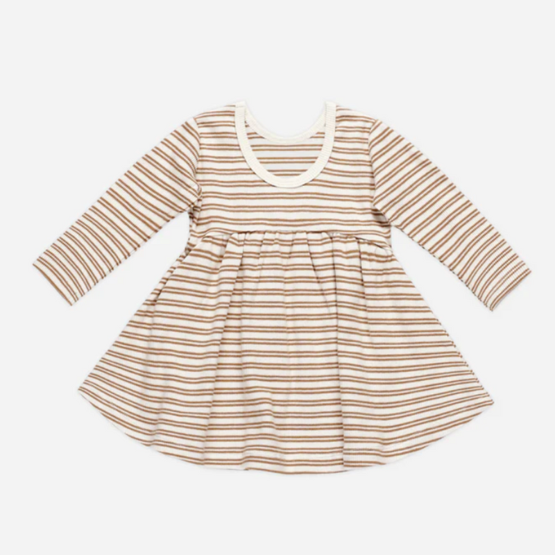 Ribbed Long Sleeve Dress || Golden Stripe