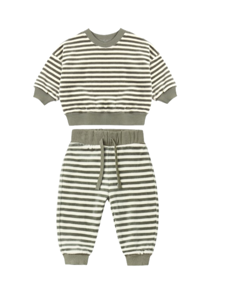 VELOUR RELAXED SWEATPANT SPRUCE STRIPE +