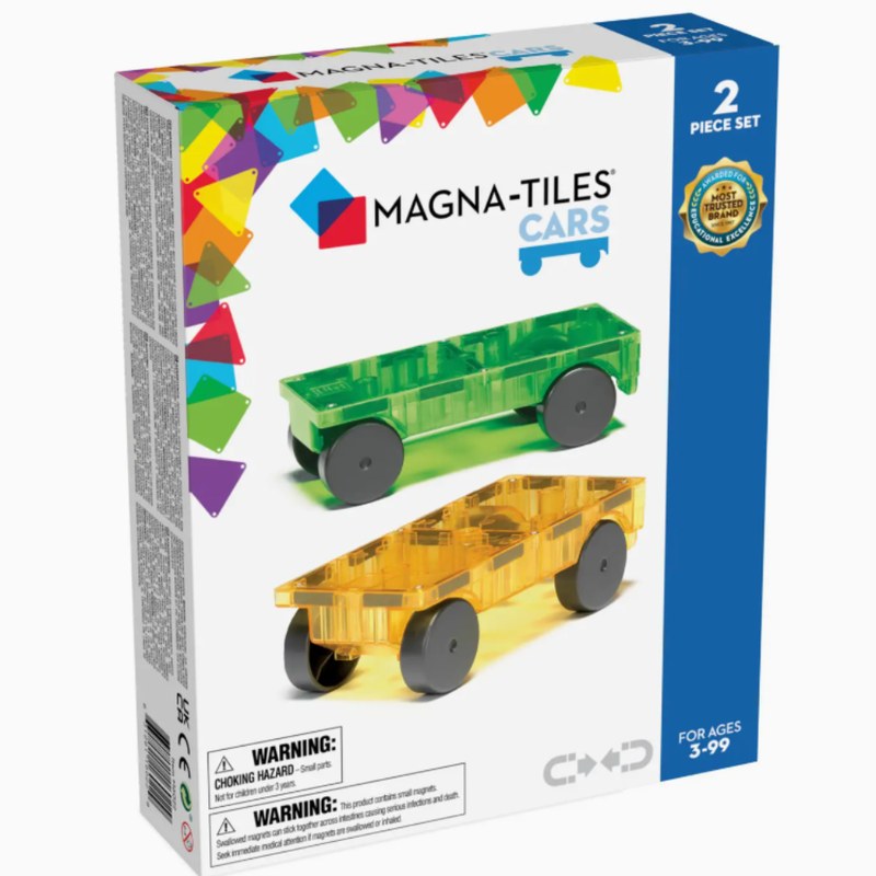 Magna-Tiles Cars 2-Piece Expansion Set: Green & Yellow