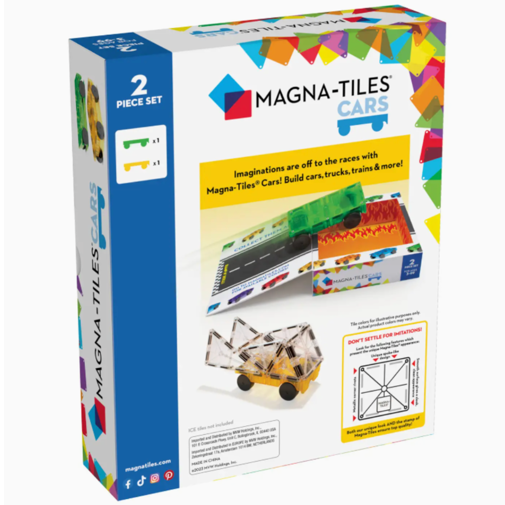 Magna-Tiles Cars 2-Piece Expansion Set: Green & Yellow