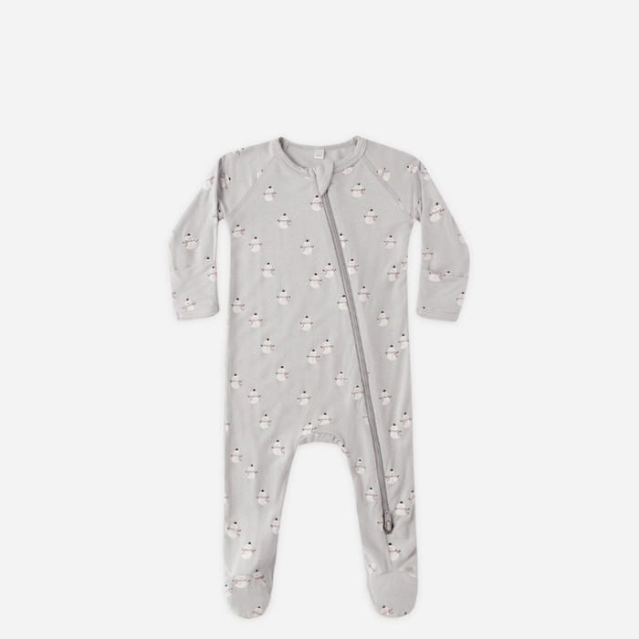 BAMBOO ZIP FOOTIE || SNOWMEN