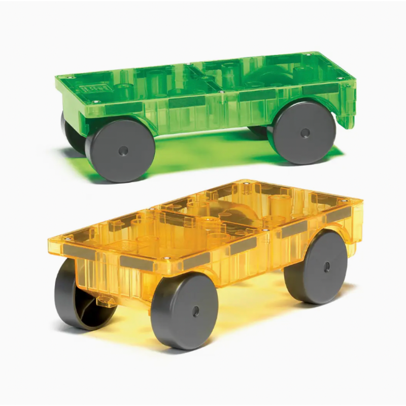 Magna-Tiles Cars 2-Piece Expansion Set: Green & Yellow