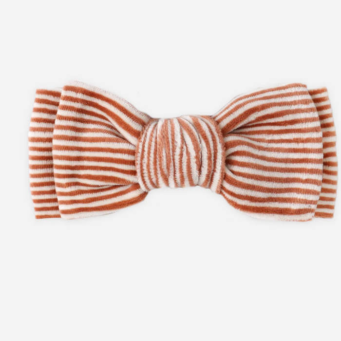 VELOUR BOW HEADBAND || CANDY STRIPE