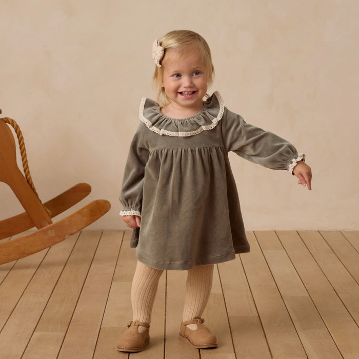 VELOUR BABY DRESS || FOREST