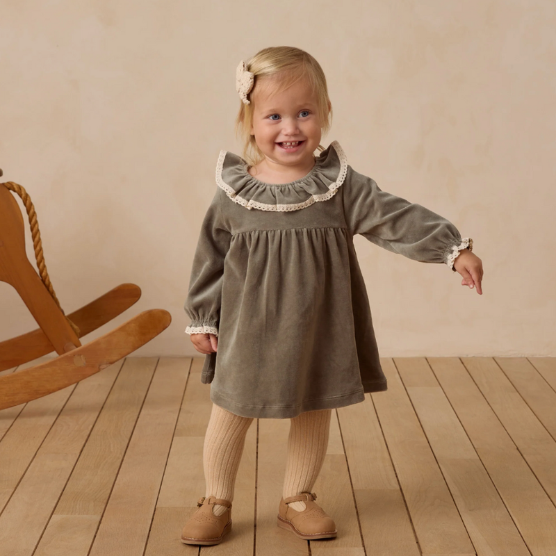 VELOUR BABY DRESS || FOREST