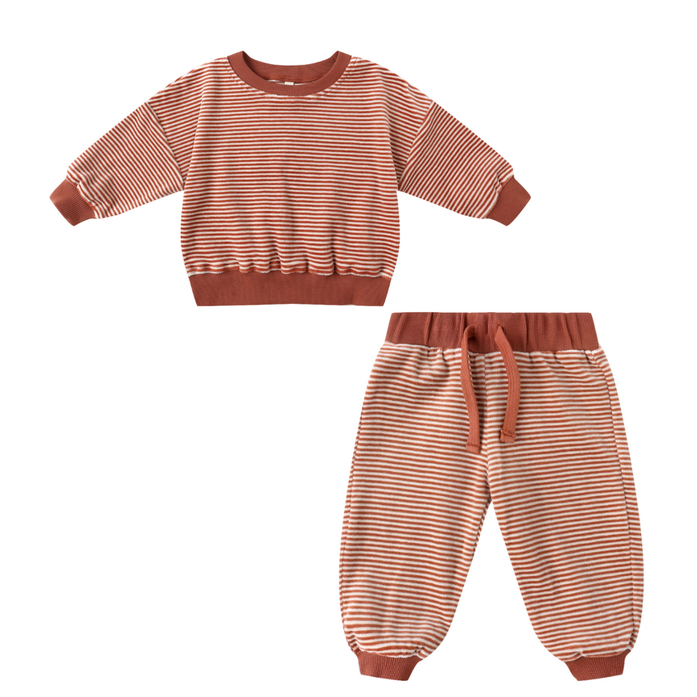 VELOUR RELAXED SWEATSHIRT + SWEATPANT || CANDY STRIPE