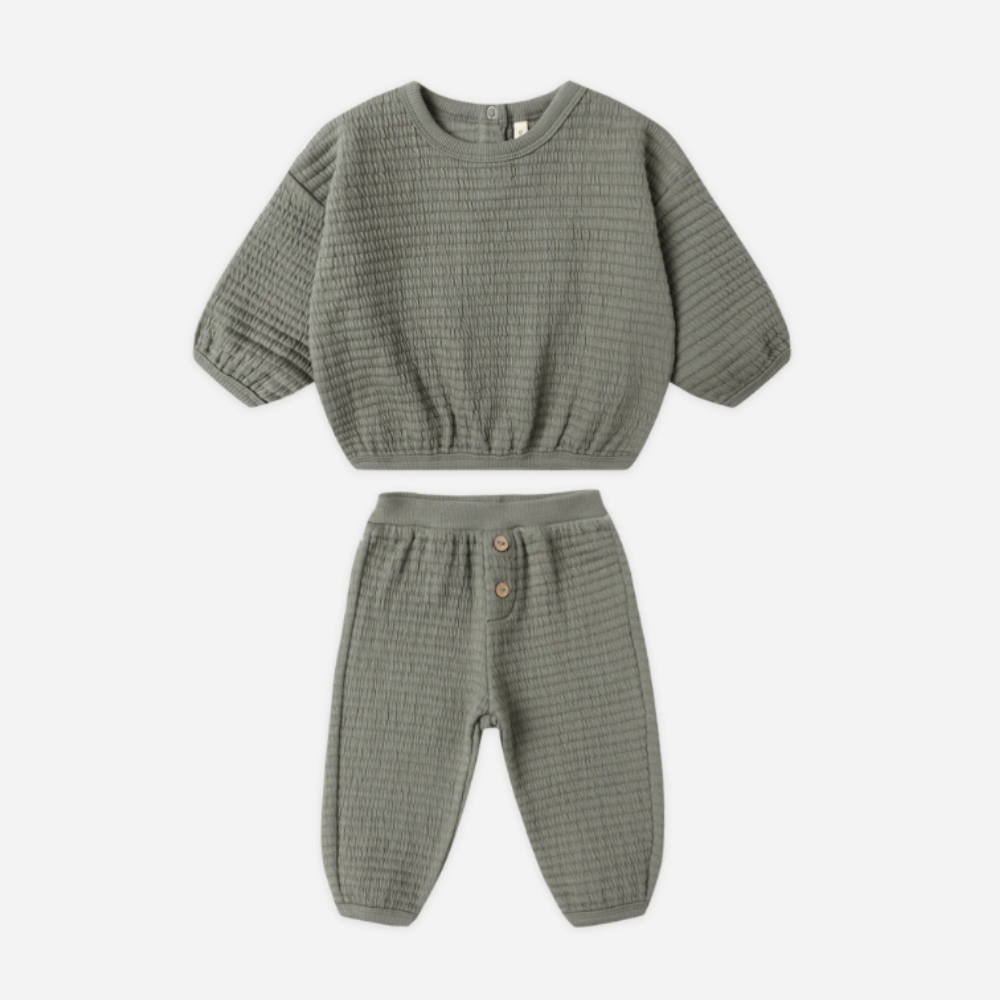 TEXTURED SWEAT SET || FOREST