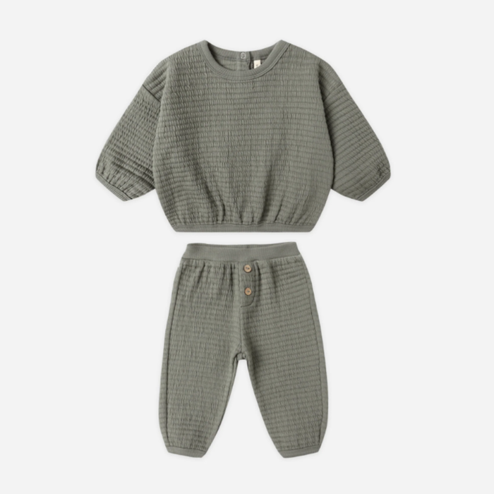 TEXTURED SWEAT SET || FOREST