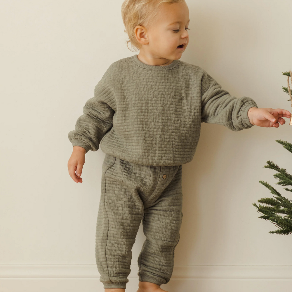 TEXTURED SWEAT SET || FOREST