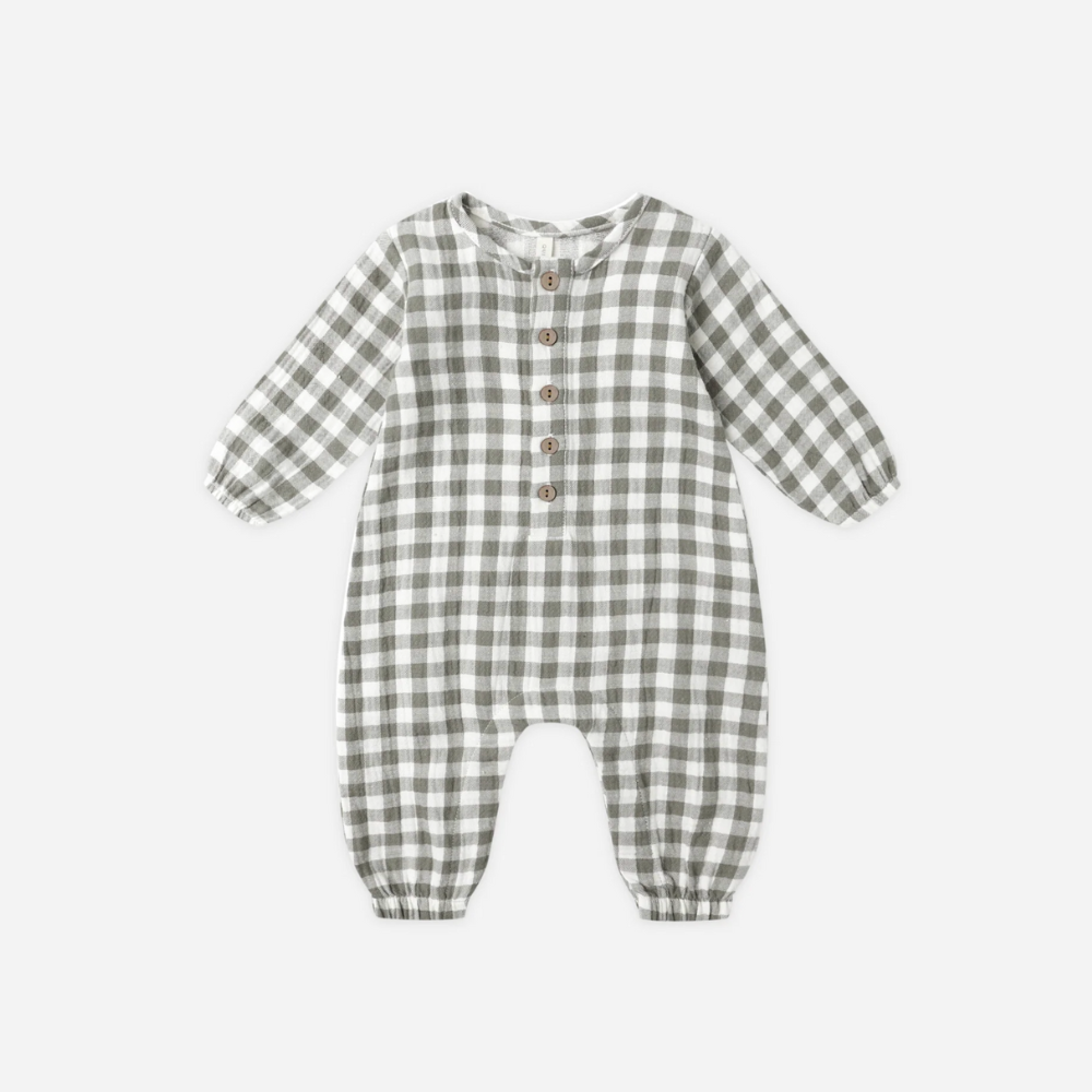 WOVEN JUMPSUIT || FOREST CHECK