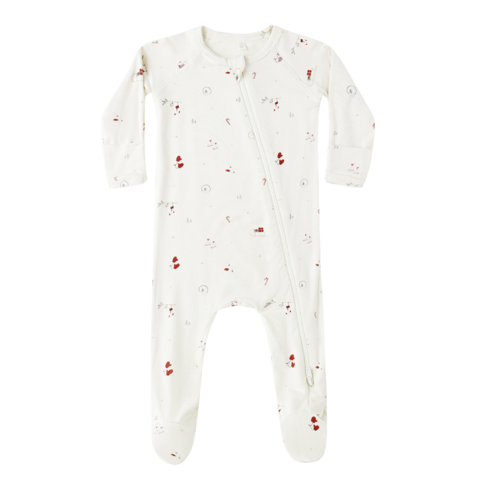 BAMBOO ZIP FOOTIE || WINTER WONDERLAND