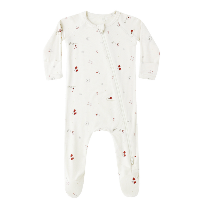 BAMBOO ZIP FOOTIE || WINTER WONDERLAND