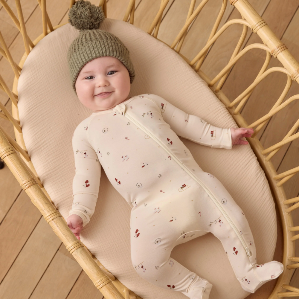 BAMBOO ZIP FOOTIE || WINTER WONDERLAND