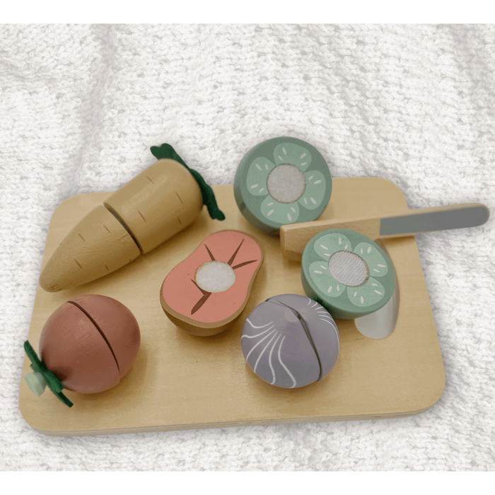 First Kitchen Play Set - Wooden Vegetable Cutting Toy