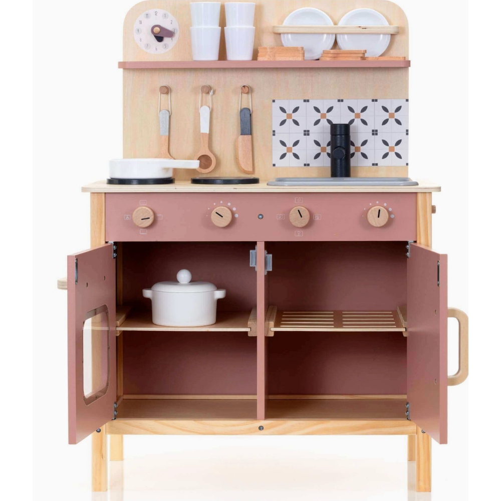 Wooden Play Kitchen Set Cooking 22pc