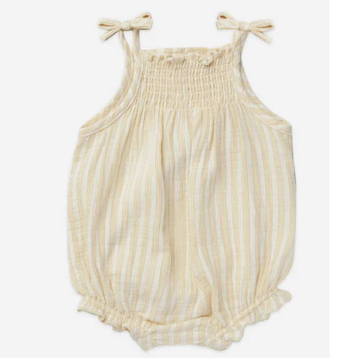 Smocked Woven Romper | Vintage Stripe (2/3T)