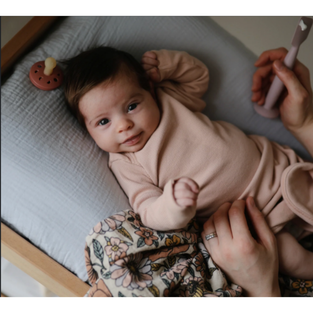Ribbed Knotted Baby Gown-Blush