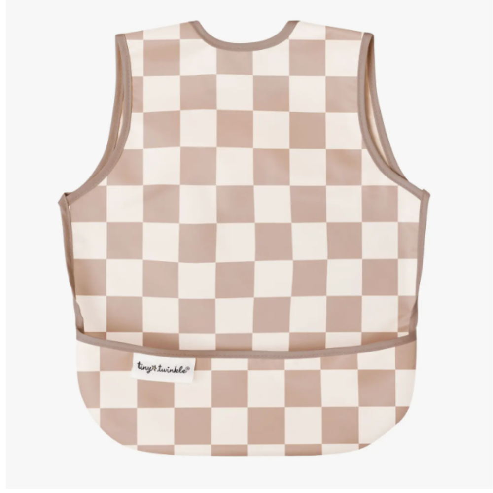 Mess-Proof Apron Bibs - Checkers Brown