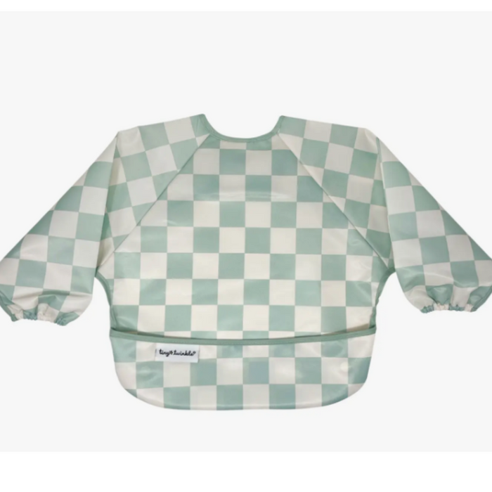 Mess-Proof Full Sleeve Bibs Checkers Sage