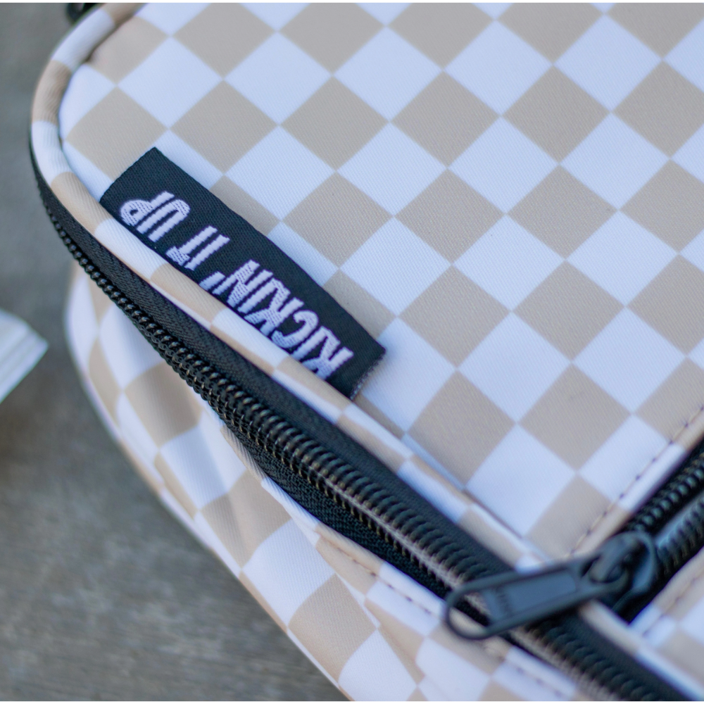 Tan Checkered Lunch Box