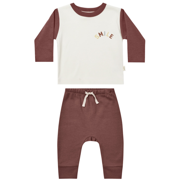 Long Sleeve Pocket Tee + Drawstring Pant || Smile