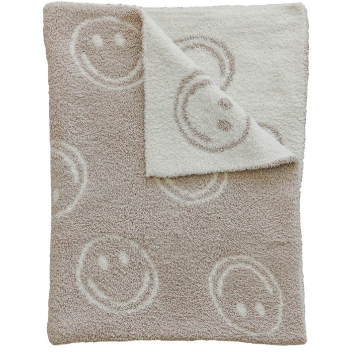 Smiley Taupe Plush Blanket