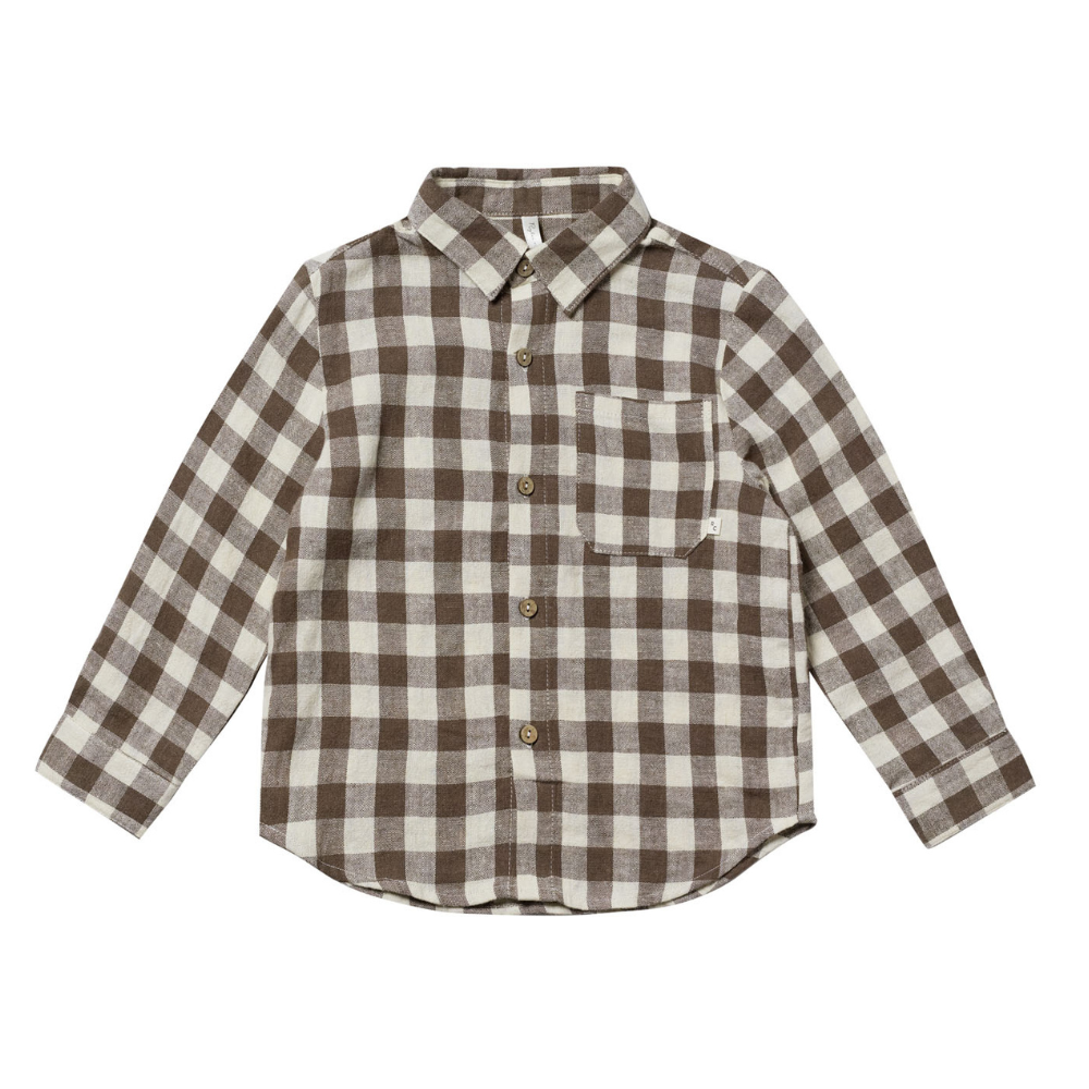 Collared Long Sleeve Shirt || Charcoal Check