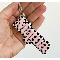 Checkered Mama Keychain