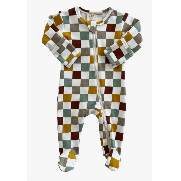 Cannoli Checkerboard / Organic Zip Footie