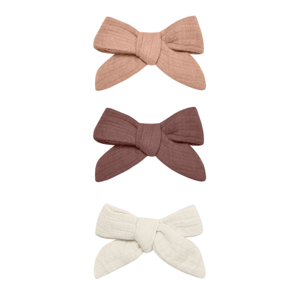 Bow W. Clip, Set Of 3 || Rose, Plum, Natural