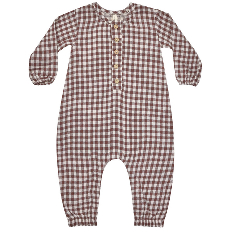 Woven Jumpsuit || Plum Gingham