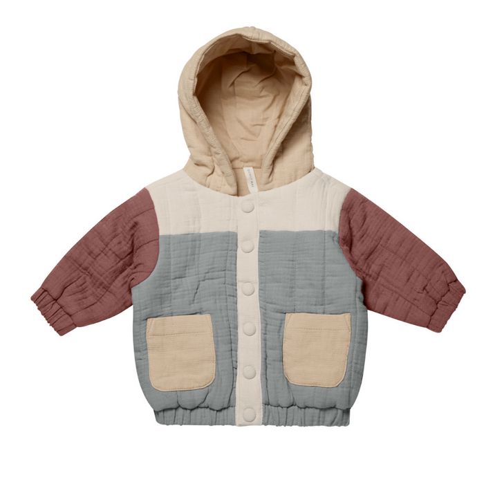 Hooded Woven Jacket || Color Block