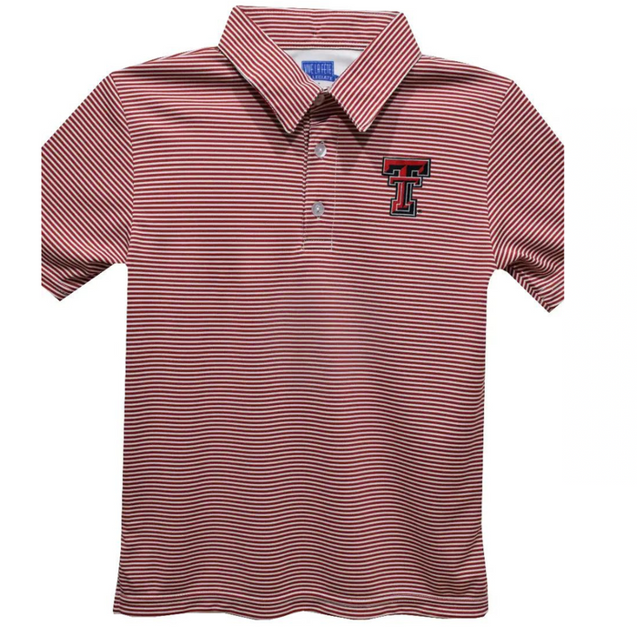 Texas Tech Embroidered Red Stripes Polo Shirt