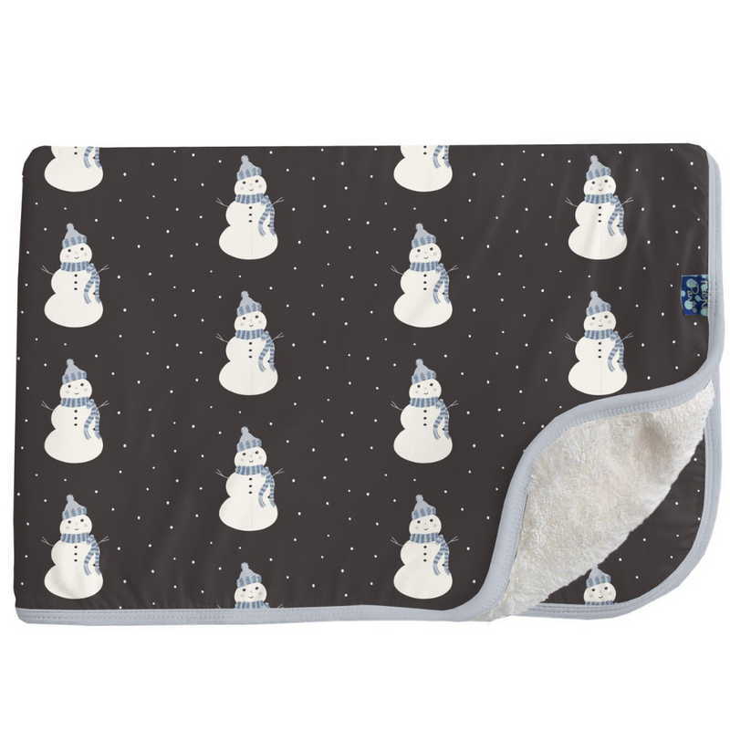 Sherpa-Lined Toddler Blanket- Midnight Snowman