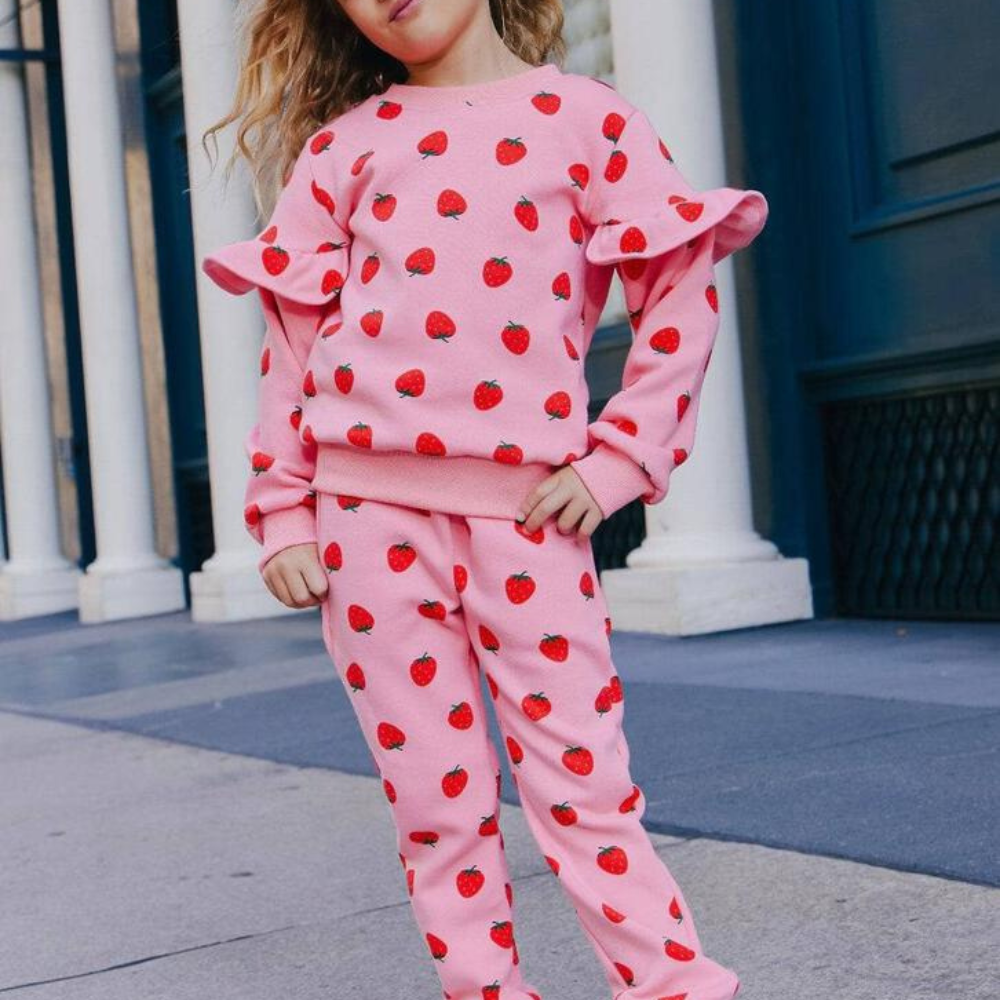 Strawberry Ruffle Joggers Set