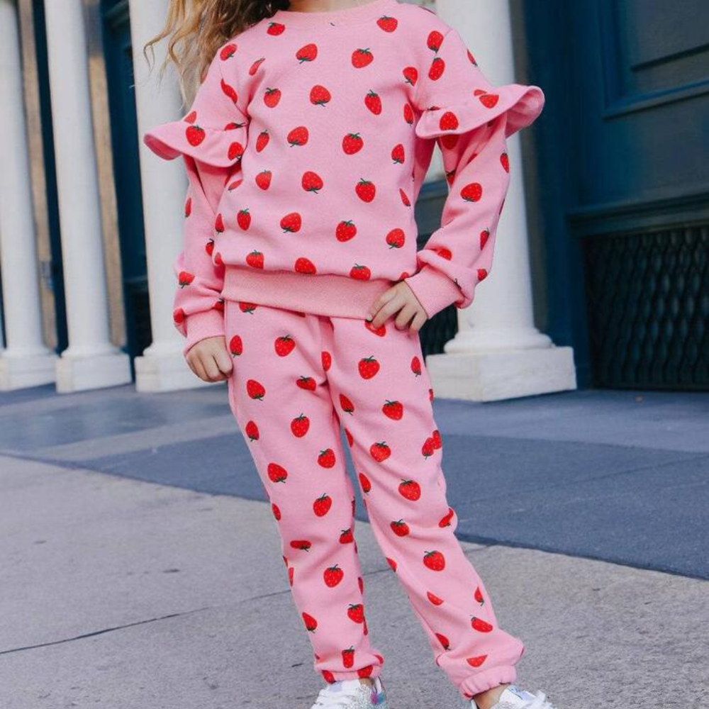 Strawberry Ruffle Joggers Set