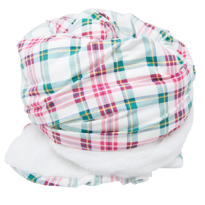 Big Kid Fur Blanket White Tartan