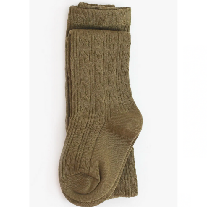 Cable Knit Tights - Olive