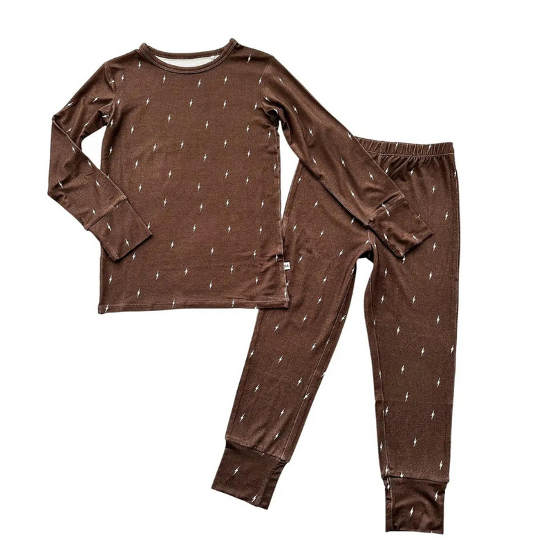 Two-Piece Pajama Set - Brown Lightning