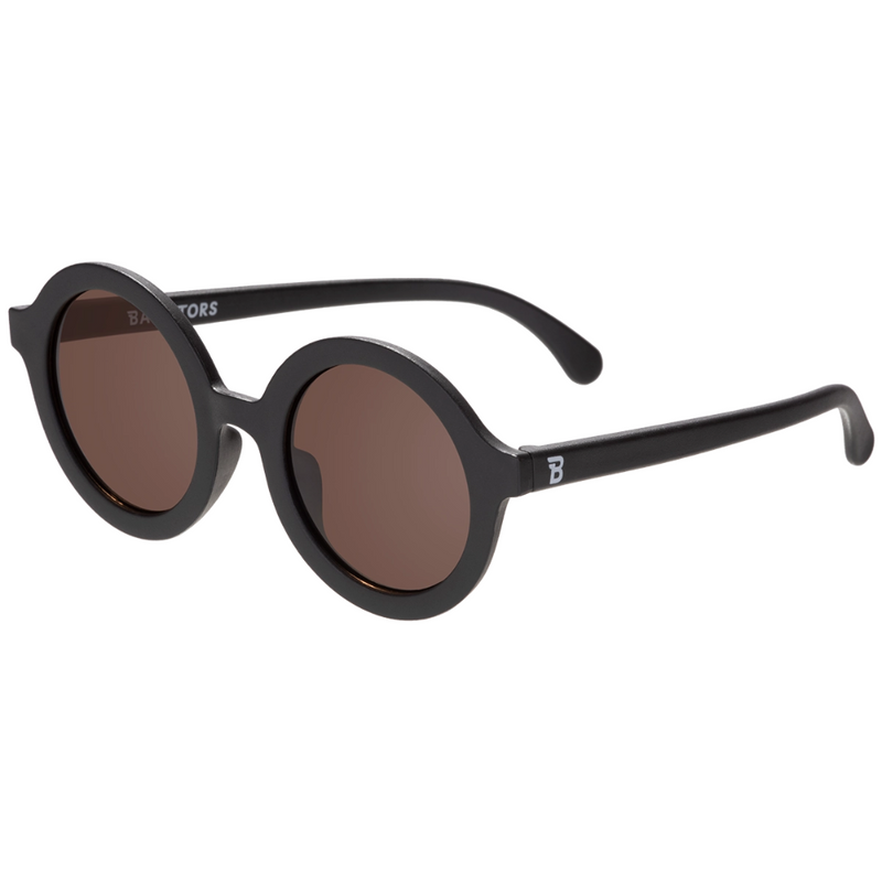 Euro Round Jet Black Sunglasses with Amber Lens
