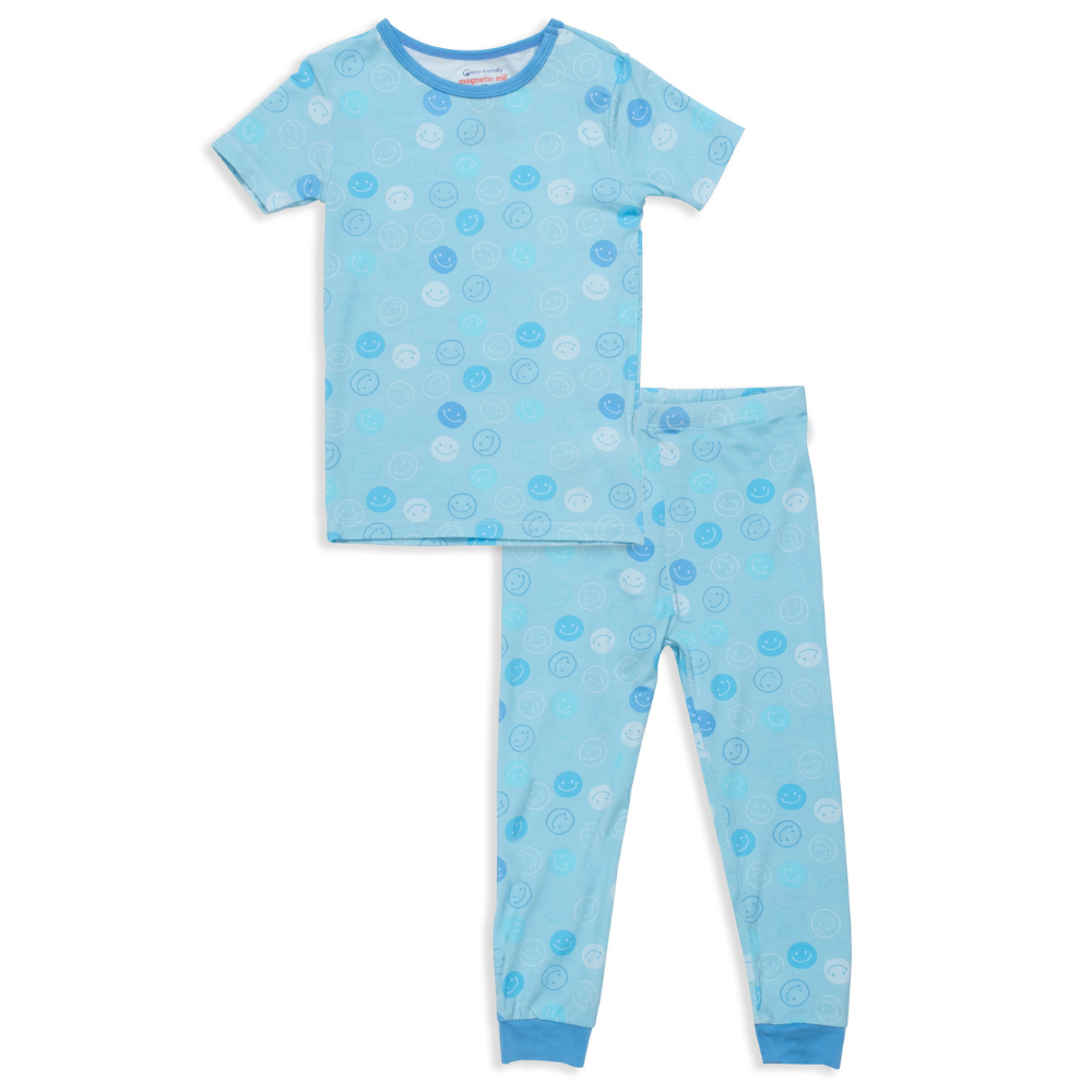 Blue Smile No Drama Modal Magnetic Toddler Pajama Set