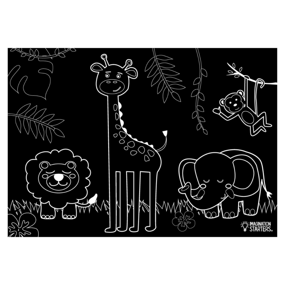 Chalkboard Animals Coloring Placemat - Set of 4 12x17