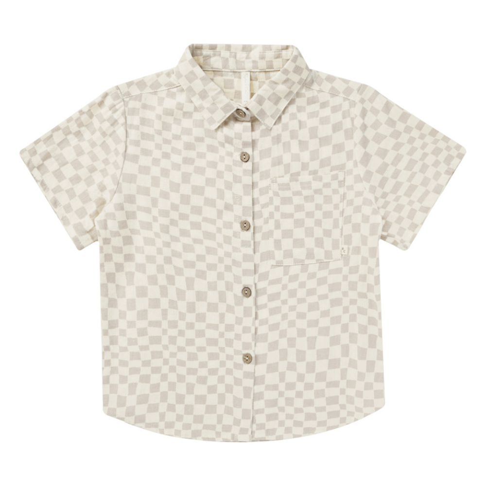 Collared Short Sleeve Shirt || Dove Check