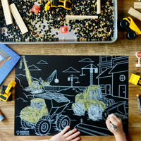 Chalkboard Placemat Coloring Set- Dinosaur & Construction