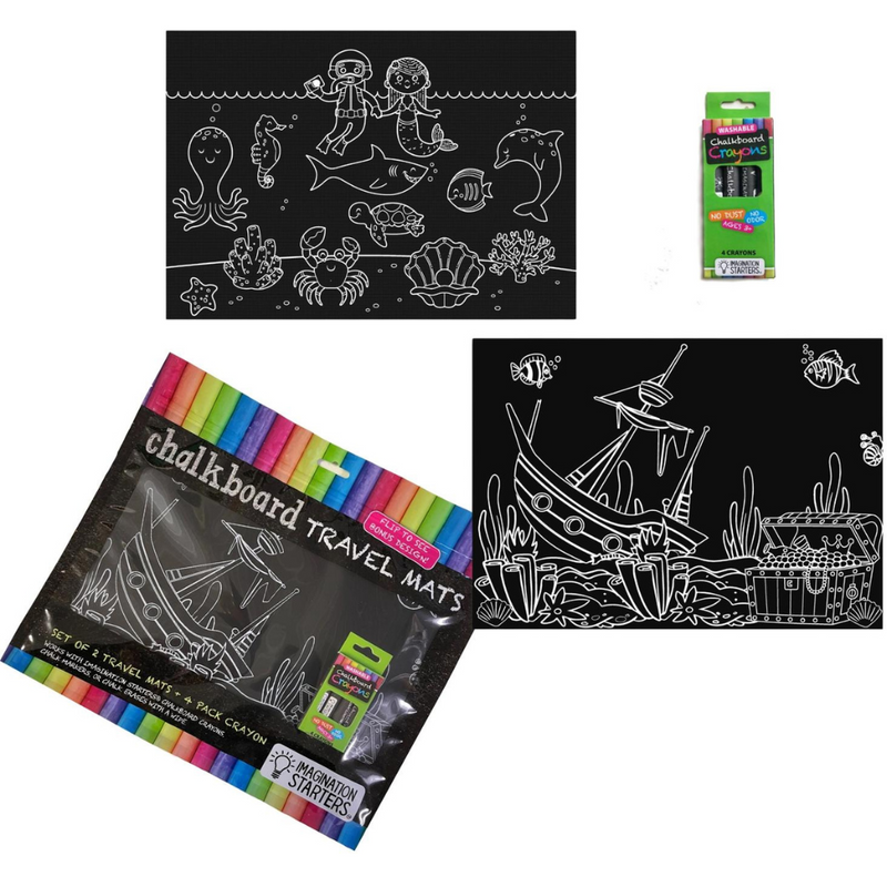 Chalkboard Aquarium/Sea Life Travel Mat Set