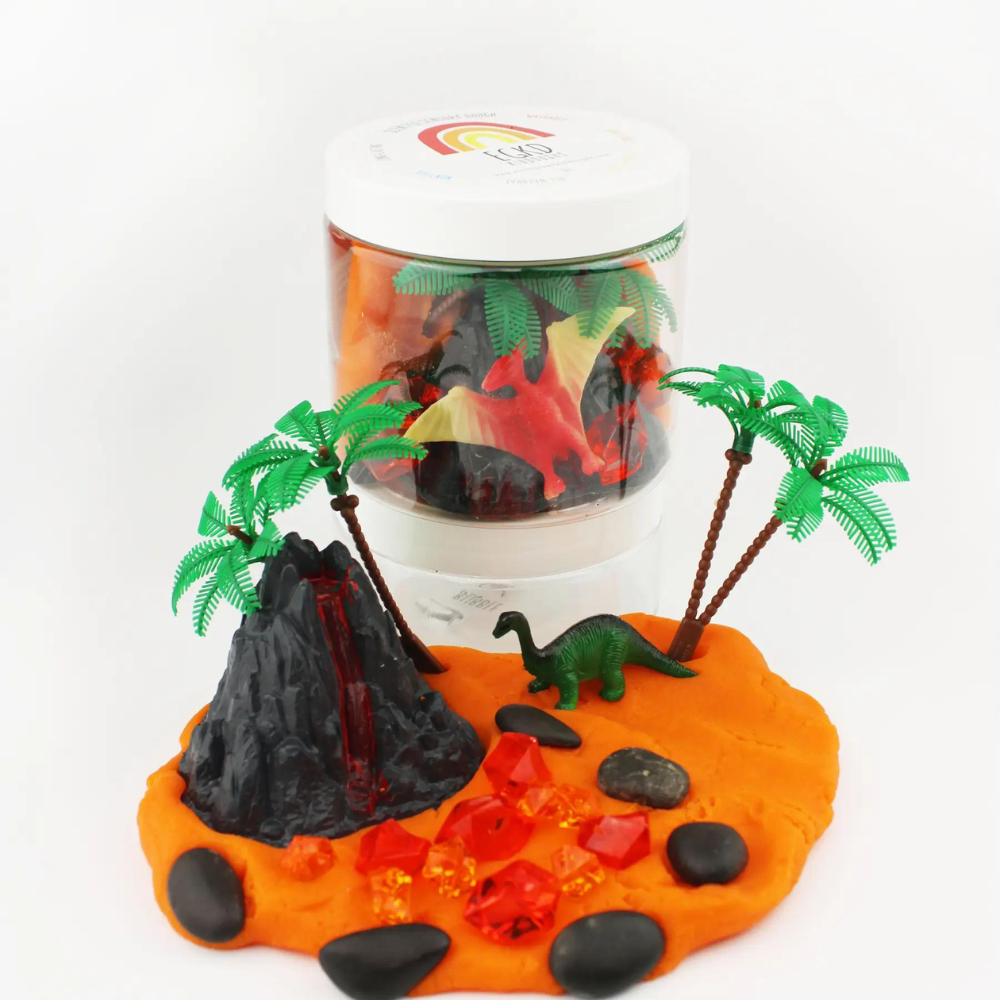 Dinosaur Volcano (Mango Tango) Play Dough-To-Go Jar