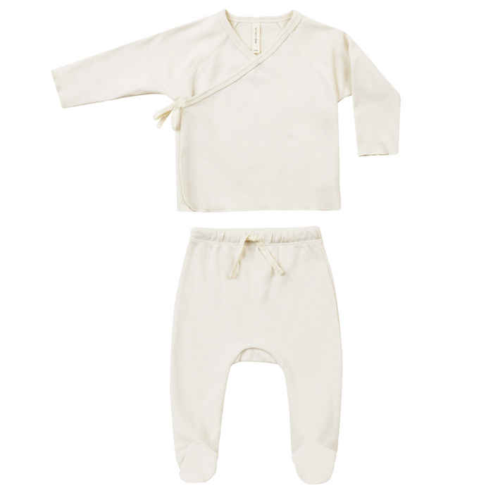 Wrap Top + Footed Pant set || Ivory